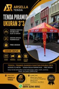 Tenda Piramid 3×3 tenda kuat besi kokoh tahan hujan dan angin