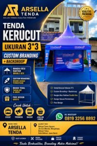 Tenda Kerucut 3×3 custom branding + backdroop Bekasi | Arsella Tenda